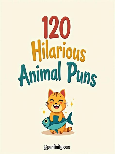 animal puns Good Puns Hilarious, Puns For Friends, Zoo Puns, Funny Animal Sayings, Cute Animal Puns, Duck Puns, Pet Puns, Fun Puns, 50 Party