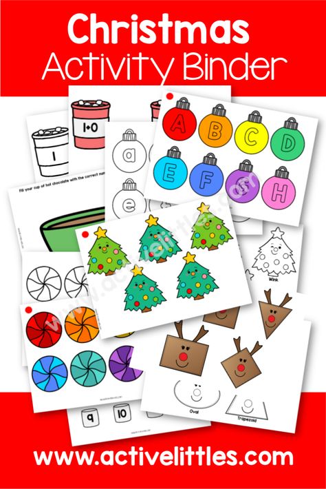 Christmas Busy Book Activity Binder Printable - Active Littles Christmas Busy Book, Printable For Preschool, Activity Binder, Busy Book Printable, Christmas Learning, Kids Activities At Home, Fun Christmas Activities, Learning Printables, Christmas Kindergarten