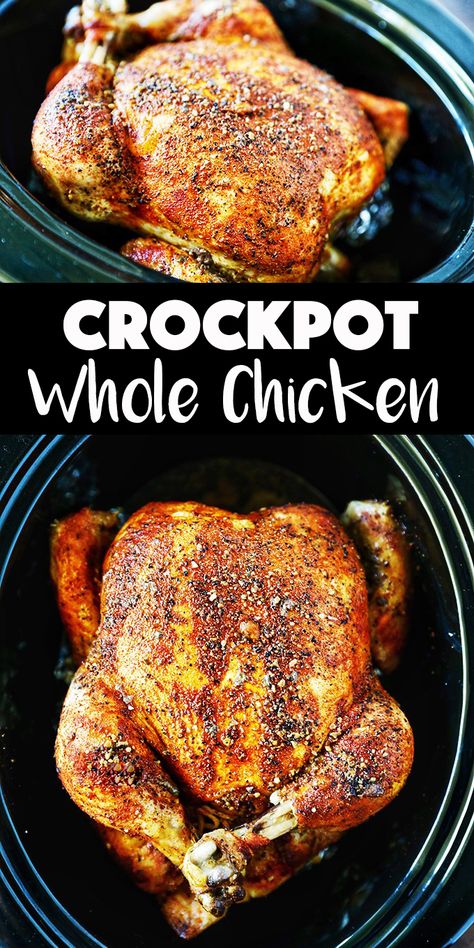 Slow Cooker Kip, Crockpot Whole Chicken Recipes, Crockpot Whole Chicken, Cooking Whole Chicken, Chicken Rub, Whole Chicken Recipes, Diner Recept, Crockpot Dishes, Stuffed Whole Chicken