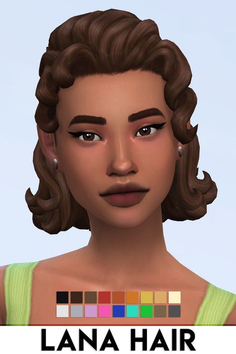 LANA HAIR BY VIKAI | ImVikai on Patreon Lana Hair, 50s Clothes, Sims 4 Curly Hair, 4 Hairstyles, Sims 4 Decades Challenge, Cc Shopping, Sims 4 Cas Mods, 50s Hairstyles, Pelo Sims