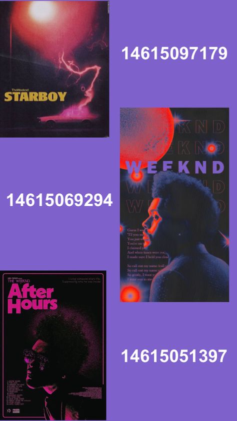 The Weeknd Roblox Id, Bloxburg Picture Codes The Weeknd, Bloxburg Picture Codes Purple, Club Roblox Image Id Codes Posters, The Weeknd Bloxburg Decal, Bloxburg Singer Poster Codes, Sza Poster Decal Bloxburg, Dark Decals Bloxburg, Bloxburg Club Decals