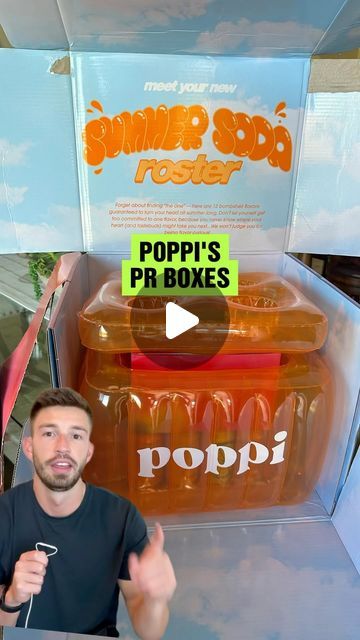 Jake Heyen on Instagram: "Brands, take notes from these @drinkpoppi PR boxes. Checks all the boxes of being shareable, unique, and practical.  #branding #marketing #brandmarketing #growthmarketing #performancemarketing #prbox #poppi" Influencer Box Design, 90s Packaging Design, Unique Packaging Design Boxes, Pr Box Design, Influencer Pr Package, Pr Boxes Packaging, Pr Boxes Ideas, Creative Box Packaging, Pr Gifts