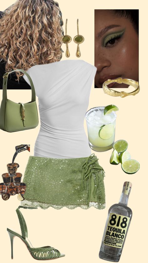 Lime mini skirt going out outfit Skirt Going Out Outfit, Tequila Soda, Going Out Outfit, Island Outfit, Going Out Outfits, Polyvore Outfits, Tequila, Fashion Inspo Outfits, Mini Skirt