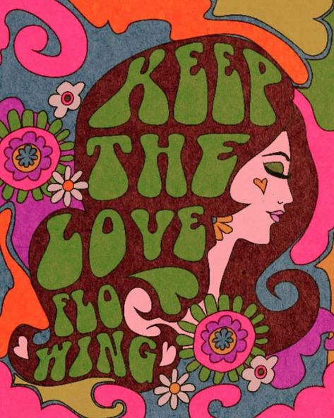 Hippie Icons, 1970s Design, Carnival Posters, Black Light Posters, Peace Love Happiness, Witchy Wallpaper, Art Typography, Retro Illustration, Dancing Queen