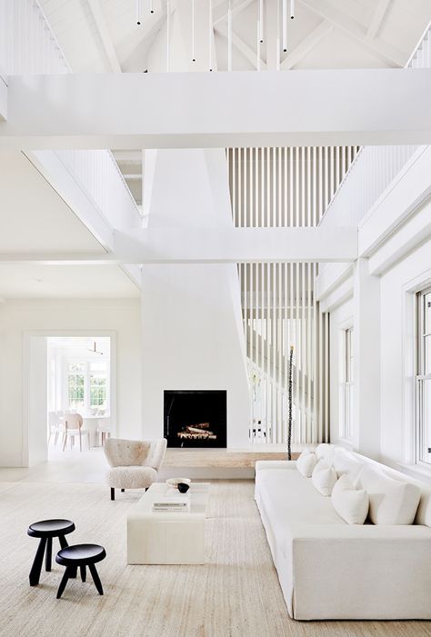 Sagaponack Modern - Workshop/APD Geometric Fireplace, Dramatic Interior, Post And Beam House, Hamptons Interior, Workshop Apd, Styl Hampton, Double Height, Interior Minimalista, Coastal Modern