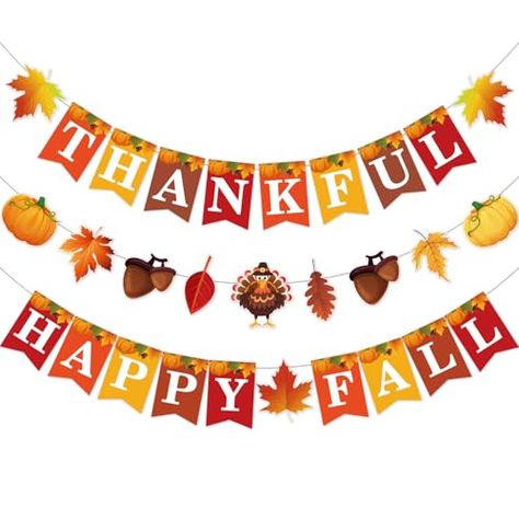 3 Pieces Thankful Happy Fall Banner, Fall Festival Decorations, Fall Party Decorations, Fall Color Banner Garland for Thanksgiving, Fall Decorations for Office Fall Festival Painted Banner, Happy Fall Banner, Happy Fall Banner Printable Free, Thanksgiving Painted Banner, Fall Bunting Banner, Fall Photo Props, Fall Festival Decorations, Fall Party Decorations, Thanksgiving Banner