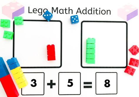 Lego Brick Math Addition Activity Addition Task Boxes, Addition Mats, Addition Activity, Lego Math, Adding Activities, Math Center Games, Addition Activities, Human Body Unit, First Number