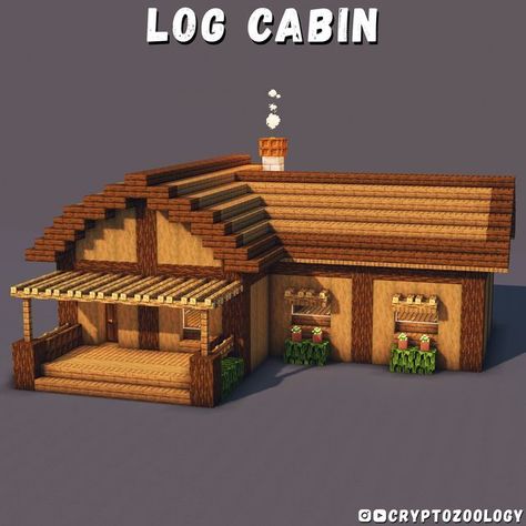 Minecraft Log Cabin, Log Cabin Tutorial, Build Cabin, Cozy Minecraft, Minecraft Palace, Instagram Log, Minecraft Cabin, Minecraft Starter House, Minecraft Houses Survival