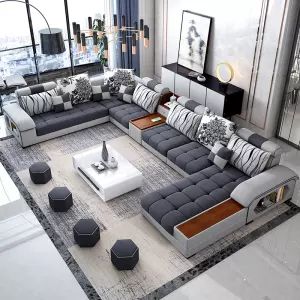 Sofa Kulit, Cheap Living Room Sets, Furnitur Ruang Keluarga, Luxury Sofa Design, Sofa L, Corner Sofa Design, Fabric Sectional Sofas, Living Room Sofa Set, Set Sofa