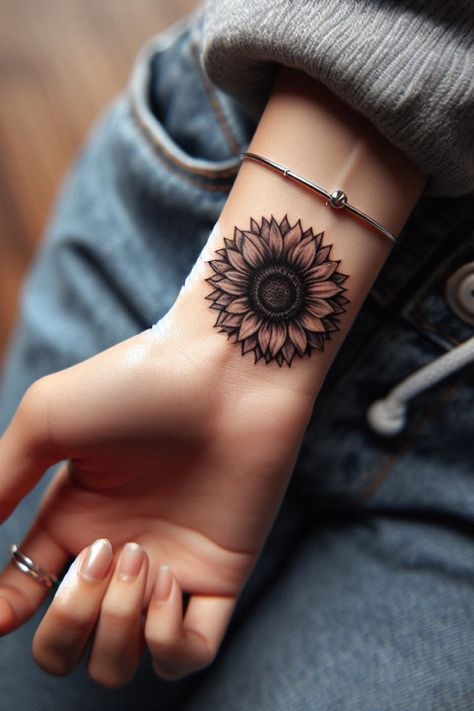 Mini Sunflower Tattoo, Tattoo Ideas Women Arm, Tattoos Men Shoulder, Tattoos Women Arm, Shoulder Tattoos Men, Arm Tattoos Women, Female Arm Tattoos, Men Shoulder Tattoo, Women Arm Tattoo