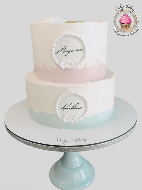 Twin Christening Cake, Simple Christening Cake, Pink Christening Cake, Christening Cake Designs, Baby Dedication Cake, Baptism Desserts, Christian Cakes, Baptism Cake Boy, Christening Cake Girls