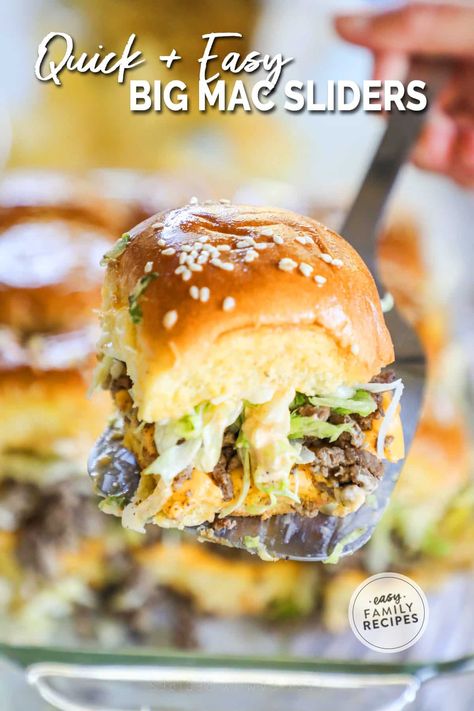 Easy sliders that taste exactly like a Big Mac! These Big Mac sliders are a total crowd pleaser, perfect for game days and parties. These Big Mac Sliders feature Hawaiian rolls with juicy ground beef inside, smothered with special sauce, melted cheese, pickles, and onions. This Big Mac Sliders recipe is one that’s requested again and again - they’re that good! Hawaiian Roll Ground Beef Sliders, Cheeseburger Sliders With Onion Soup, Ground Hamburger Sliders, Slider Recipes Easy, Hamburg Sliders Hawaiian Rolls, Bigmac Cheeseburger Sliders, Hawaiian Hamburger Sliders, Mini Big Mac Cheeseburgers, Hawaiian Roll Hamburger Sliders