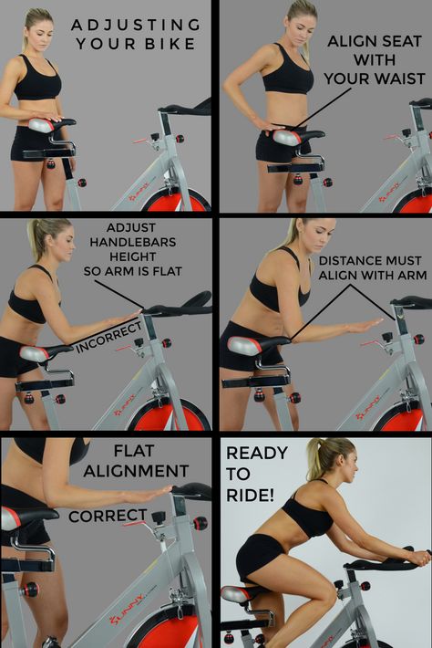 How to adjust your bike! Exercise Bike At Home, Bycicle Workout Exercises Gym, Upright Bike Workout, Spinning Bike Workouts, Spin Bike Glute Workout, Cycle Bike Workout, Home Bike Workout, Spin Cycle Workout Beginner, Benefits Of Cycling Workout