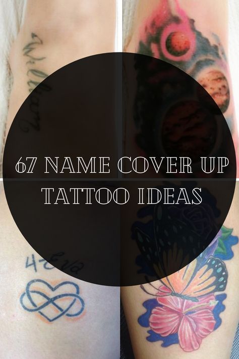 67 Name Cover Up Tattoo Ideas - TattooGlee Cover Up Initials Tattoo, Name Coverup Tattoo Ideas For Men Arm, Unique Cover Up Tattoos For Women, Initial Cover Up Tattoo, Colorful Wrist Tattoos For Women, Cover Tattoo Before And After, Men Cover Up Tattoos Ideas, Tattoo Name Cover Up, Cover Up Ideas Tattoo For Women