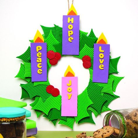 25 Days Of Christmas Crafts, Catholic Advent Wreath, Christmas Study, Scene Crafts, Nativity Scene Crafts, Hope Crafts, Advent Art, Advent Crafts, Art And Craft Supplies