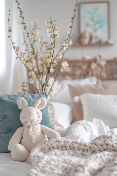 Whimsical Easter Theme Bedroom Decor Ideas Easter Bedroom, Easter Kitchen Decor, Theme Bedroom, Colorful Bedding, Backyard Balcony, Easter Theme, Easter Items, Playful Decor, Pretty Wreath