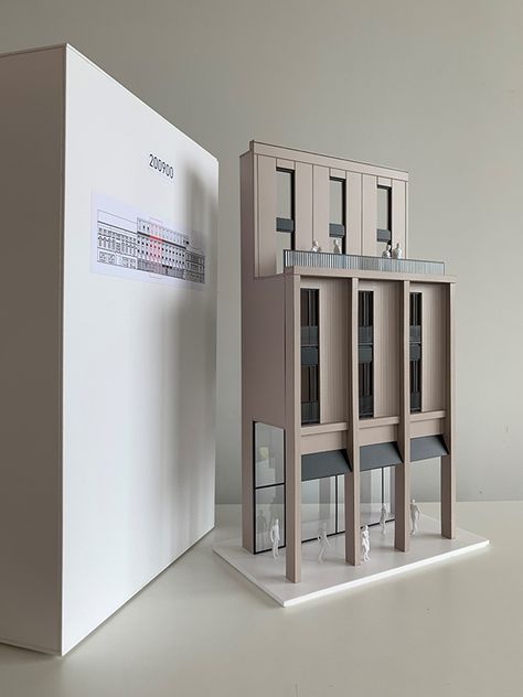 Scale model of Hotel facade for Architectural contest on Behance Room Model Architecture, Facade Model, Bauhaus Interior, Mazda Roadster, Hotel Facade, Architectural Scale, Cardboard Model, Concept Models Architecture, Stone Facade