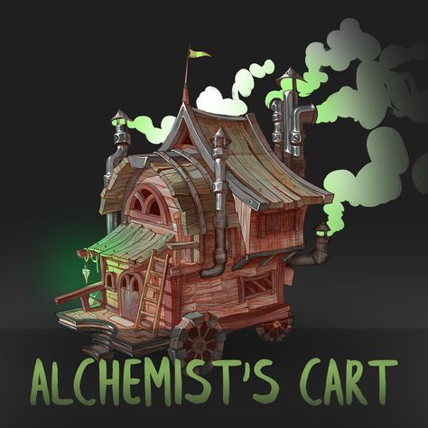 Alchemist's Cart , Tanya on ArtStation at https://www.artstation.com/artwork/yJvAvJ Art Styles, Cuckoo Clock, House Inspiration, Fashion Art, Concept Art, Gaming, Entertainment, Media, Film