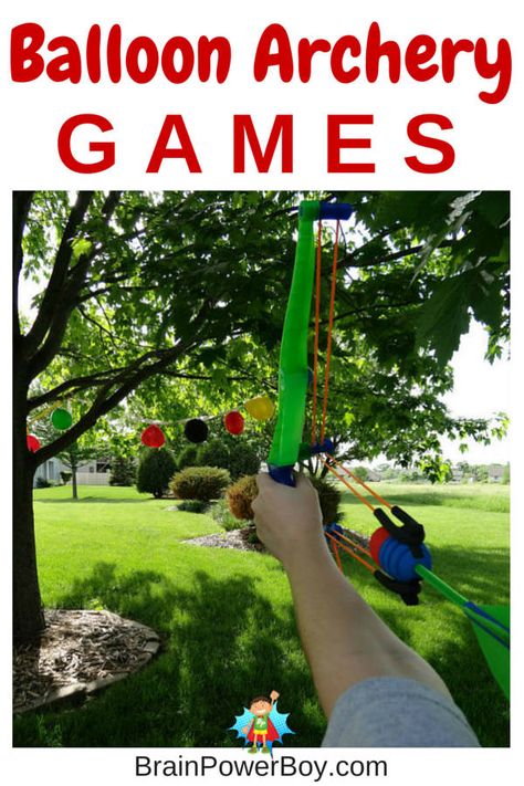 Fun, easy to set up, Balloon Archery Games. Part of an outdoor challenge and one of our collection of exciting activities for boys. Archery For Kids, Archery Birthday, Archery Party, Summer Sensory, Boy Crafts, Fire Balloon, Outdoor Challenge, Archery Games, Archery Tips