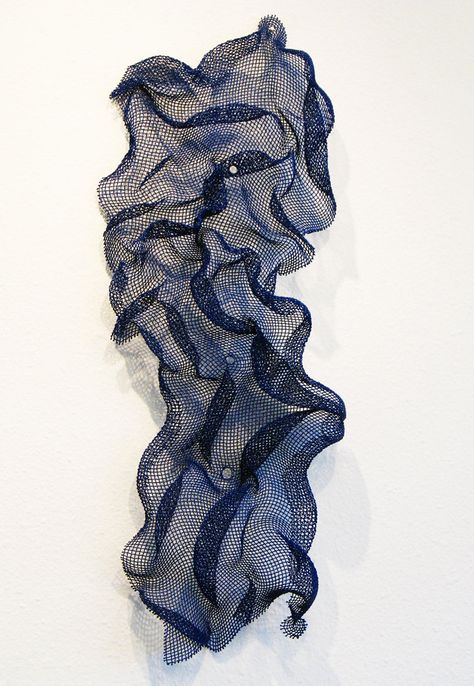 Human Scale Studio; Cobalt Blue Abstract Wire Mesh Wall Art Wire Mesh Art, Wire Mesh Wall, Boro Textiles, Human Scale, Japanese Boro, Metal Artwork Wall, Group Project, Conceptual Fashion, Plaster Art