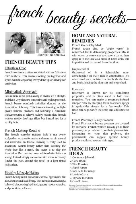 #glowuptips #beautyhacks #skincare #selfcare #transformation #glowupchallenge #makeupgoals #healthyhabits #selflove #confidenceboost Beauty Tips Natural, Model Beauty Secrets, Green Clay Mask, French Makeup, French Beauty Secrets, Minimalistic Fashion, French Skincare, Etiquette And Manners, Beauty Routine Tips