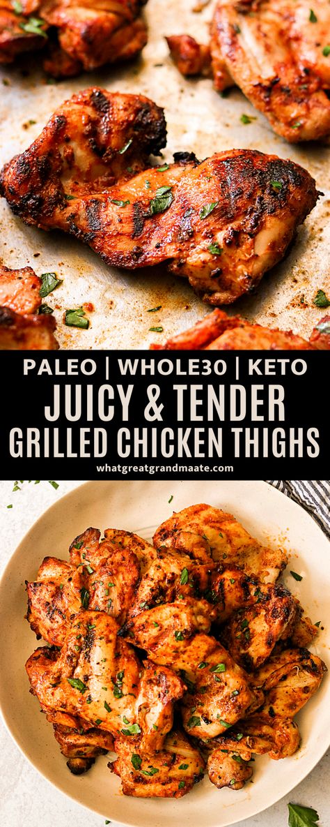 Paleo Chicken Thighs, Paleo Grilled Chicken, Meaty Meals, Perfect Grilled Chicken, Keto Chicken Thigh Recipes, Paleo Dinners, Clean Keto, Lost 50 Pounds, Meat Lover