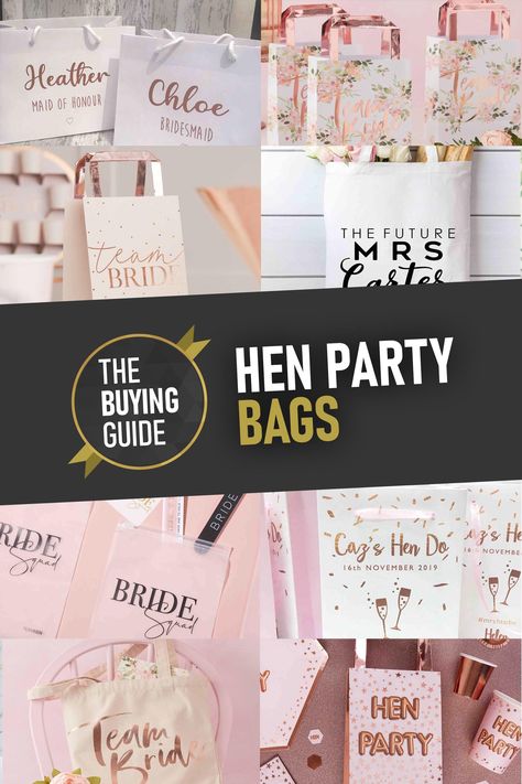 CLICK THROUGH to see a full buying guide on heaps of amazing hen party bags! #partybags #henpartybags #hendobags #bridalbags #bachelorettepartybags #bacheloretteparty #henparty #hendo #henpartyaccessories #hendoaccessories #bacheloretteparty #henpartyplanning Hen Do Party Bags, Hen Party Bags Fillers, Bride Gift Bags, Classy Hen Party, Bridal Party Tote Bags, Hen Party Sash, Bachelorette Party Favor Bags, Bachelorette Party Bags, Bachelorette Party Accessories