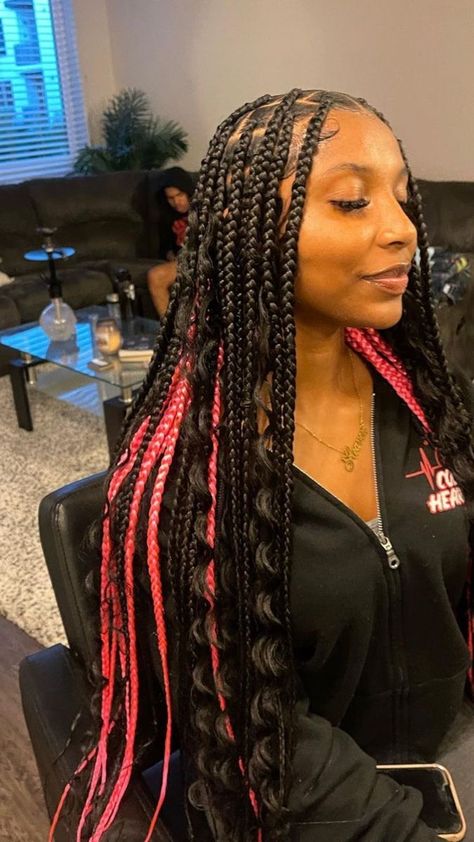 Big Box Braids With Curls, Peekaboo Braids, Short Box Braids Hairstyles, Peekaboo Hair, Big Box Braids Hairstyles, Quick Weave Hairstyles, Braided Hairstyle, Box Braids Hairstyles For Black Women, Cute Braided Hairstyles