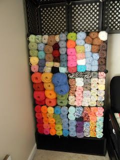 I had so much fun making this wall a reality. I used to keep my yarn in plasti... Yarn Storage Solutions, Knitting Room, Crochet Organizer, Yarn Organization, Diy Craft Room, Extra Yarn, Yarn Storage, Craft Room Design, Dream Craft Room