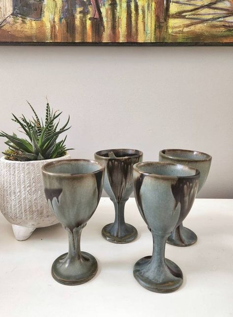 Pottery Wine Cups, Canada Pictures, Mountain Pottery, Large Planters, Wine Goblets, Wine Cups, Blue Mountain, Art Pottery, Pottery Art