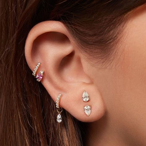 Helix Ring, Princess Ring, Bride Earrings, Lobe Piercing, Modern Bride, Helix, Pink Sapphire, Piercings, Diamond Earrings