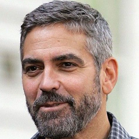 Crew Cut with Beard For Mature Men George Clooney Haircut, Patchy Beard Styles, Bart Styles, Greying Hair, Older Men Haircuts, Older Mens Hairstyles, Patchy Beard, Grey Hair Men, Men With Grey Hair