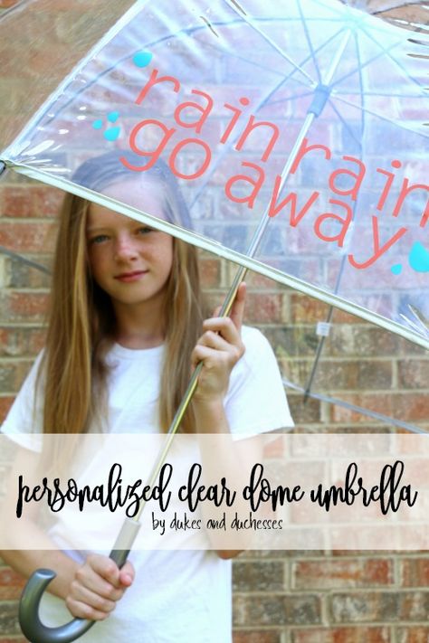 personalized clear dome umbrella Cricut Umbrella Ideas, Clear Vinyl Bags Diy, Clear Vinyl Bags Diy Sewing Tutorials, How To Make Clear Vinyl Zipper Bags, Sewing Clear Vinyl Bags, Dome Umbrella, Clear Umbrella, Cricut Projects Easy, Pretty Crafts