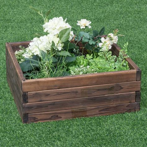 Costway Square Raised Garden Bed Flower Vegetables Seeds Planter Kit Elevated Box : Target Seed Planter, Wooden Raised Garden Bed, Raised Garden Planters, Vegetable Planters, Plant Box, Garden Kits, Wood Planters, Garden Boxes, Garden Bed