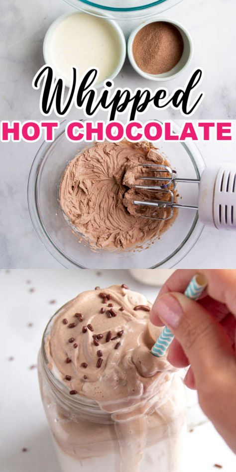 Easy Homemade Hot Chocolate, Whipped Hot Chocolate, Homemade Hot Chocolate Recipe, Fun Easy Desserts, Food Routine, Fun Foods To Make, Laid Edges, Diy Hot Chocolate, Hot Chocolate Gifts