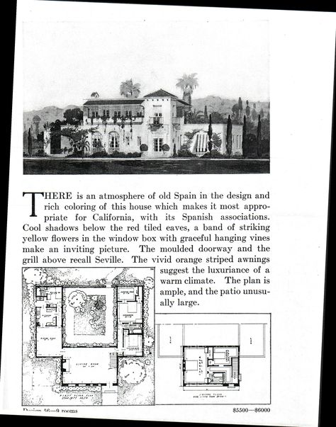 12 Spanish House Plans Hacienda Style, Southwestern Architecture, Vintage Floorplans, Colonial Floor Plans, Spanish House Plans, Old House Design, Oasis Springs, Spanish Revival Home, Vintage Houses