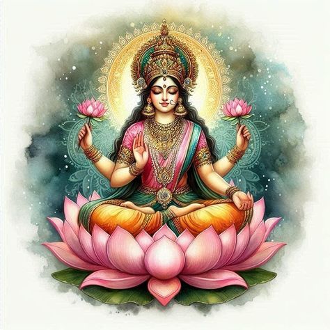 🙏 Jai Maa Lakshmi 🙏 Lakshmi Devi Images Art, Laxmi Mata Painting, Lakshmi Devi Drawing, Mother Lakshmi, Mata Drawing, Laxmi Mata, Lakshmi Mata, Maa Lakshmi, Lakshmi Devi