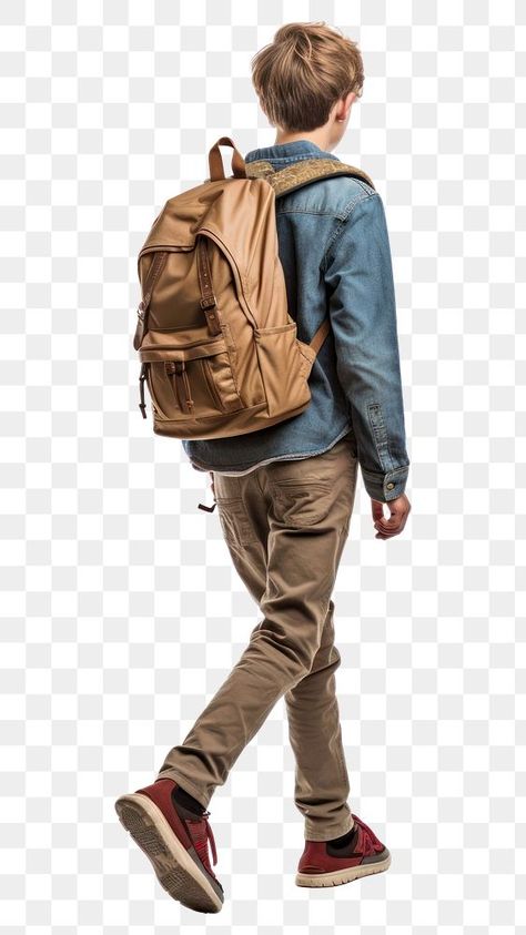 Person With Backpack Reference, Backpack Reference, Students Png, Backpack Illustration, Boy Walking, People Png, References Poses, People Walking, Png Text