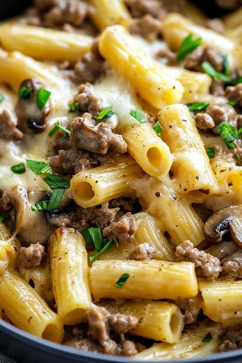 Philly Cheesesteak Pasta - Taste Of Recipe Cheese Steak Pasta, Beef Pasta Bake, Philly Cheesesteak Pasta, Cheesesteak Pasta, Steak Pasta, Chicken Breakfast, Cheese Steak Sandwich, Beef Strips, Beef Pasta