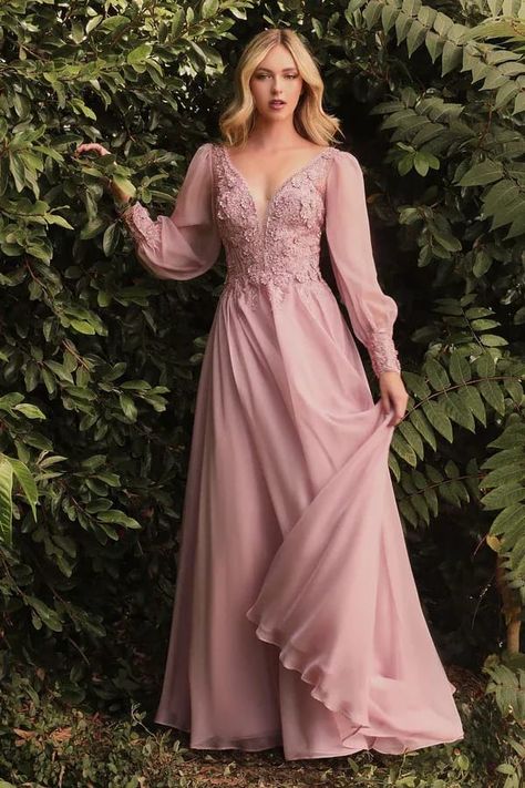 Full Sleeve Long Formal Dress Long Sleeve Chiffon Dress, Cinderella Divine, Unique Prom Dresses, Chiffon Evening Dresses, Chiffon Gown, Prom Dresses With Sleeves, Chiffon Long Sleeve, Gowns With Sleeves, Chiffon Skirt