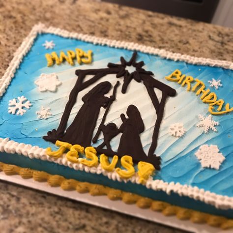 Happy Birthday Jesus Cake Ideas, Cake Natal, Nativity Cake, Chritmas Cookies, Group Snacks, Happy Birthday Jesus Cake, Jesus Birthday Cake, Jesus Cake, Christmas Birthday Cake