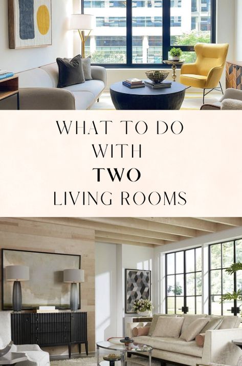 Rather than furnishing two living room areas in your home that serve a similar purpose, it may be time to transform one of your living rooms into a more functional space for your family. Learn which living room you should repurpose — the family room or living room — and gather some ideas about how to transform your living space into a room that suits you better! Den Vs Living Room, Family Room No Tv, Two Living Rooms Next To Each Other, Second Living Room Ideas, Reading Shelves, Den Room Ideas, German Apartment, Second Living Room, Small Tv Room