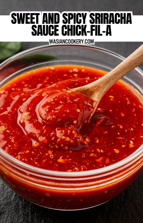 Sweet And Spicy Sriracha Sauce Chick-fil-A Recipe - Wasian Cookery Chick Fil A Sweet And Spicy Sriracha, Sweet And Spicy Sriracha Sauce, Siracha Recipes, Vietnamese Peanut Sauce, Sriracha Sauce Recipe, Chick Fil A Recipe, Sweet N Sour Sauce Recipe, Siracha Sauce, Chick Fil A Sauce