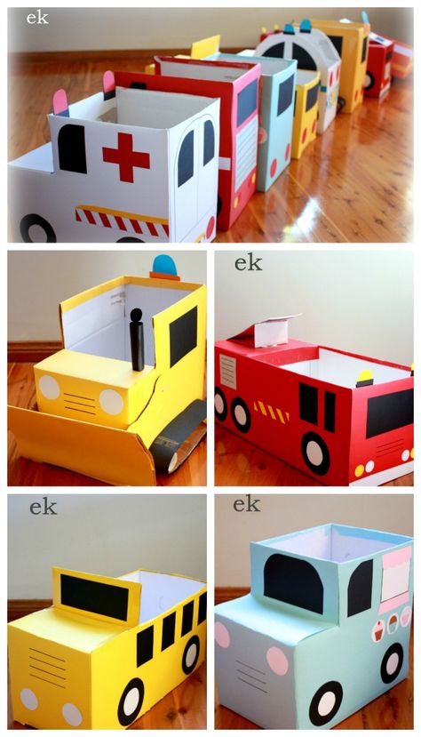 Cardboard Vehicles, Cardboard Box Diy, Carton Diy, Cardboard Car, Cardboard Box Crafts, Cardboard Toys, Folding Origami, Diy Bebe, Diy Projects For Kids