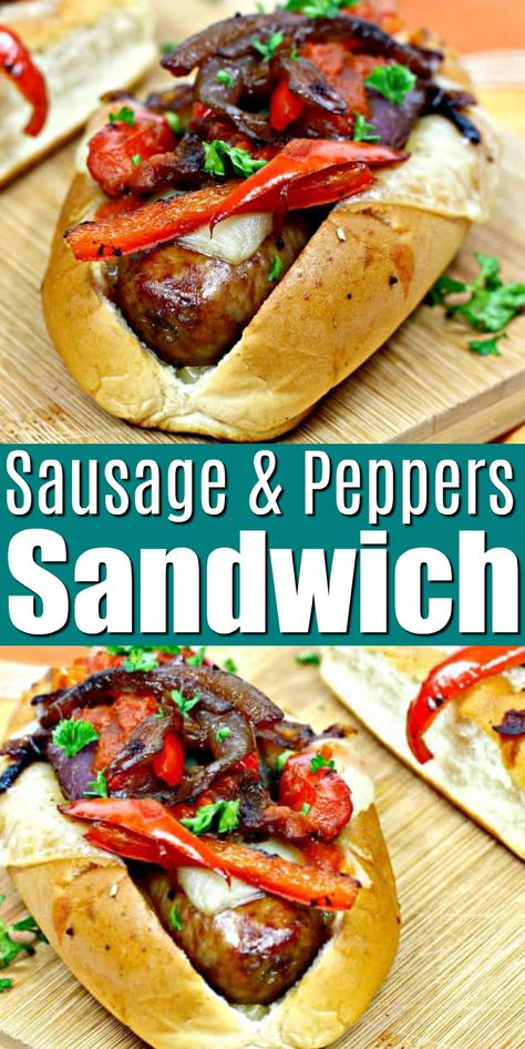 Italian Sausage And Peppers Sandwich, Italian Sausage Sandwiches, Sausage Sandwich Recipes, Sausage And Peppers Sandwich, Italian Sausage And Peppers, Italian Sausage Sandwich, Sausage Sandwich, Sausage Recipes For Dinner, Italian Lunch