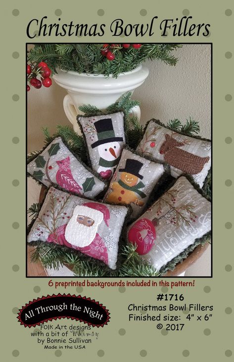 Christmas Bowl Fillers Christmas Bowl Fillers, Primitive Christmas Ornaments, Primitive Christmas Crafts, Primitive Christmas Tree, Primitive Christmas Decorating, Christmas Bowl, Wool Applique Patterns, Primitive Folk Art, Applique Pattern