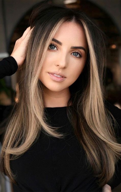 Face Framing Lowlights, Dark Chocolate Hair Color, Face Framing Hair, Hair Magic, Hair Color Chocolate, Gorgeous Hair Color, Dirty Blonde Hair, Brown Hair With Blonde Highlights, Long Hair Color