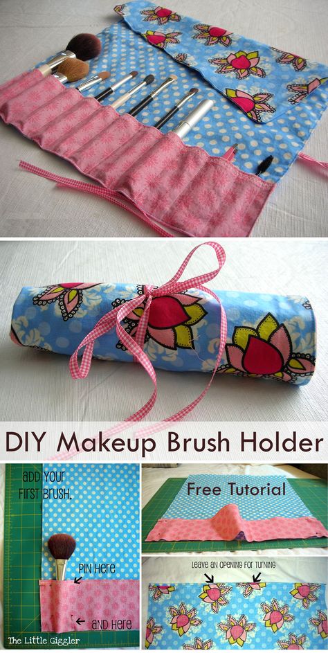 Pencil Case Diy Tutorial, Diy Makeup Brush Holder, Travel Makeup Brush Holder, Diy Makeup Brush, Makeup Brush Roll, Makeup Brush Bag, Sewing To Sell, Sewing Machine Projects, Makeup Brush Holder