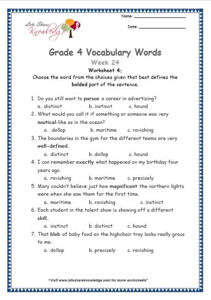 Grade 4: Vocabulary Worksheets Week 24 Grade 4 Vocabulary Worksheets, Grade 5 Vocabulary Worksheets, 4th Grade Vocabulary Words, English Charts, Spelling Ideas, Ela Worksheets, Pineapple Lemonade, Classroom Anchor Charts, English Worksheets For Kids