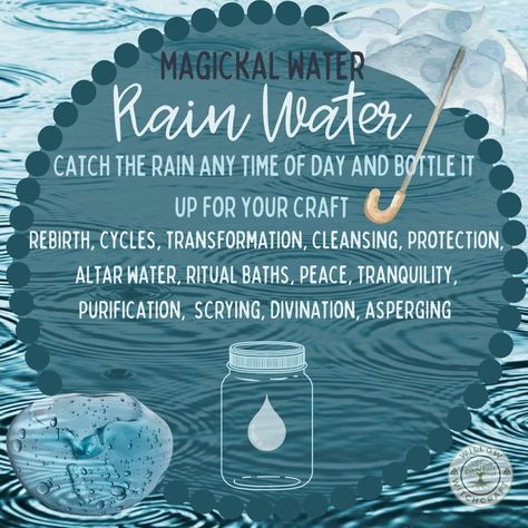 Uses For Rain Water Witchcraft, Storm Water Witchcraft Uses, Rain Water Witchcraft, Witchcraft Rain Water, Witchcraft Water Types, Collecting Rain Water Witch, Water Spells, Water Witch, Lavender Water